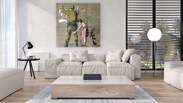 Banksy kid and soldier schilderij
