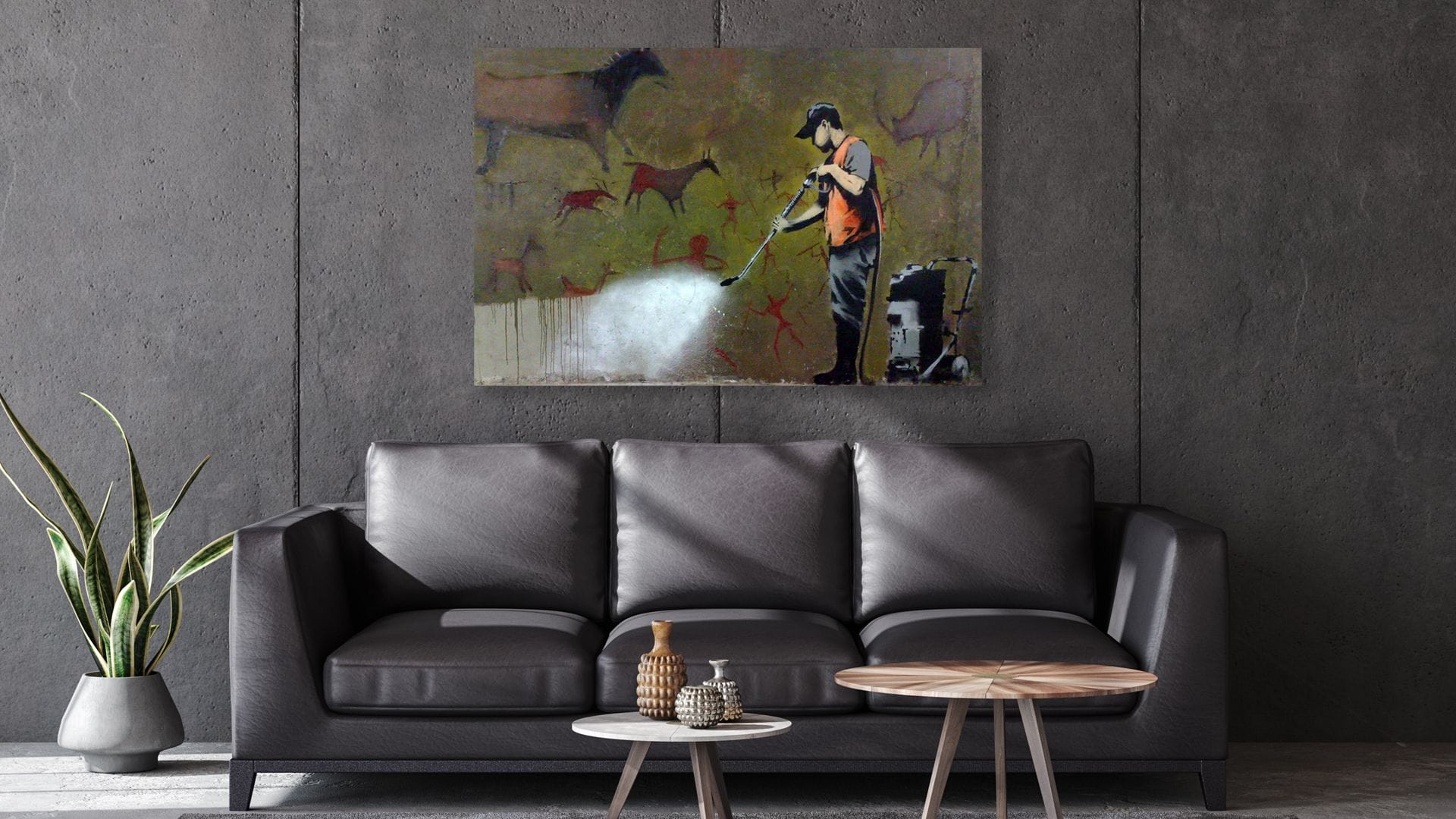 Banksy graffity cleaner schilderij