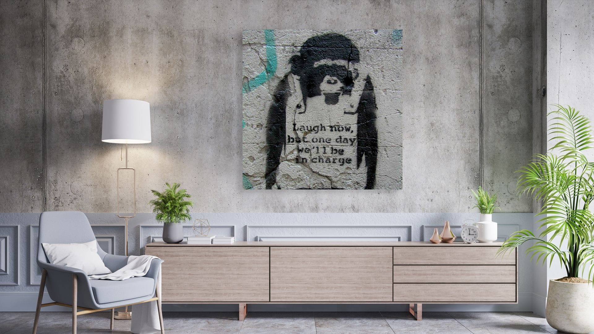 Banksy monkey schilderij