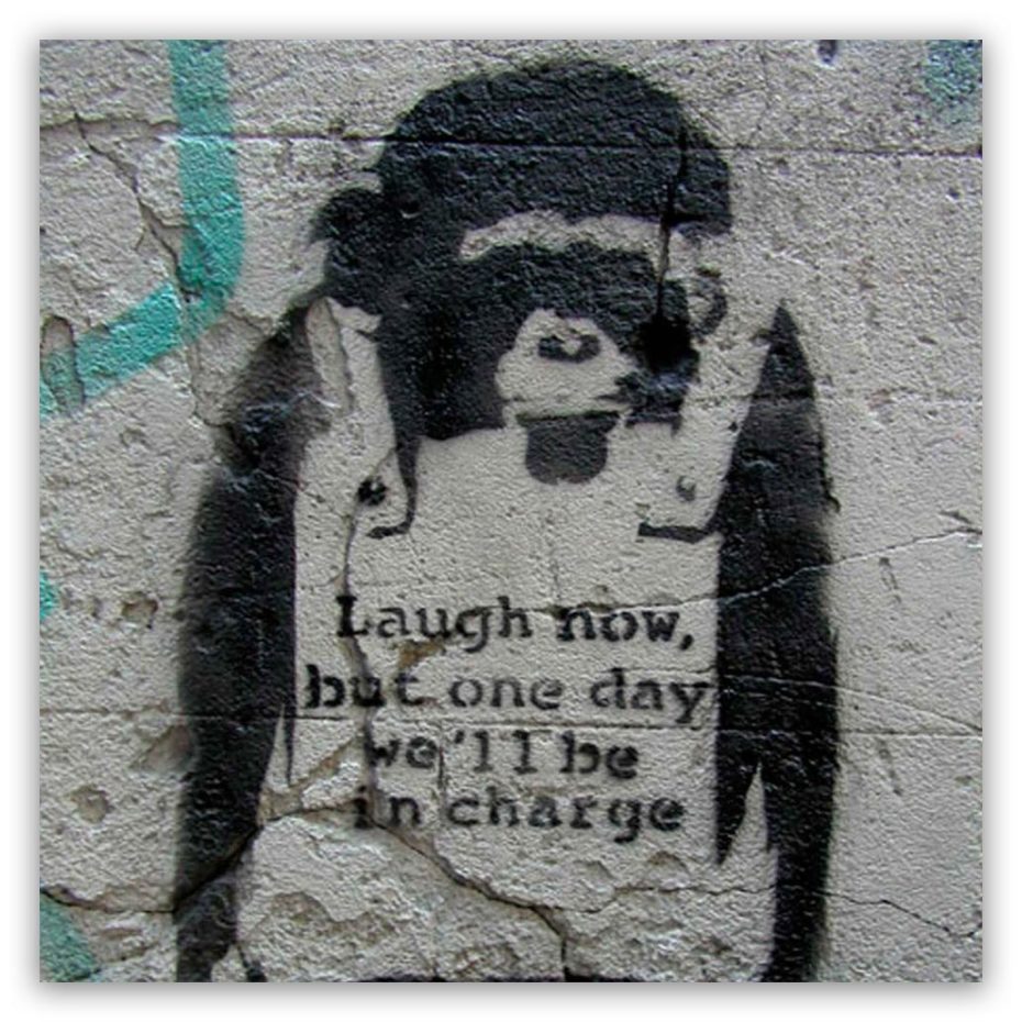 Banksy monkey schilderij