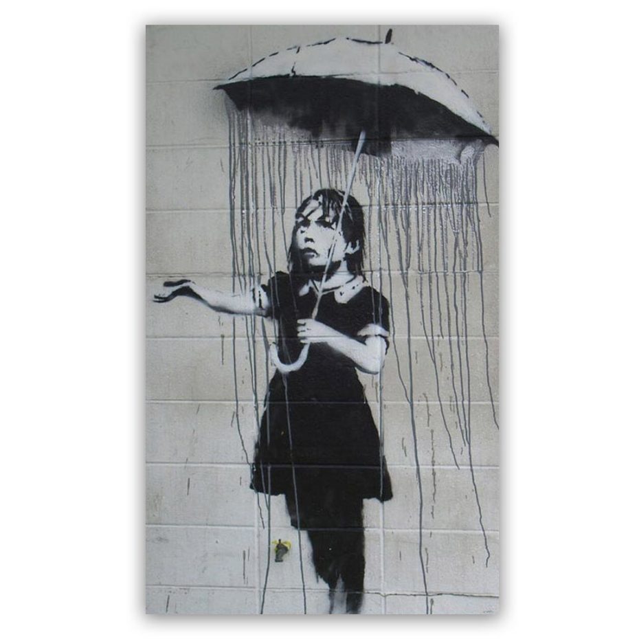 Banksy umbrella girl schilderij
