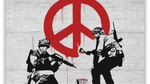 Banksy soldier peace schilderij
