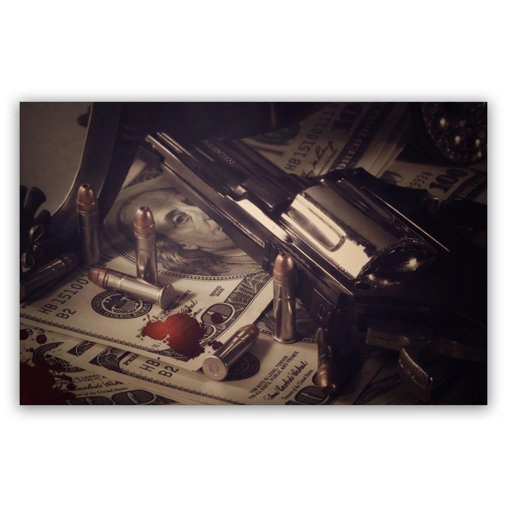 gun dollar buller schilderij