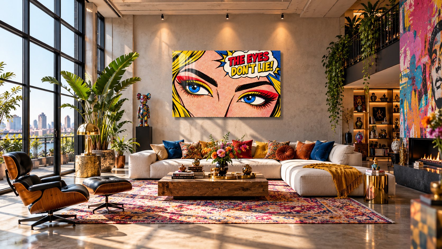 The Eyes Don't Lie! β Kleurrijk Pop Art Schilderij met Blauwe Ogen - Afbeelding 3
